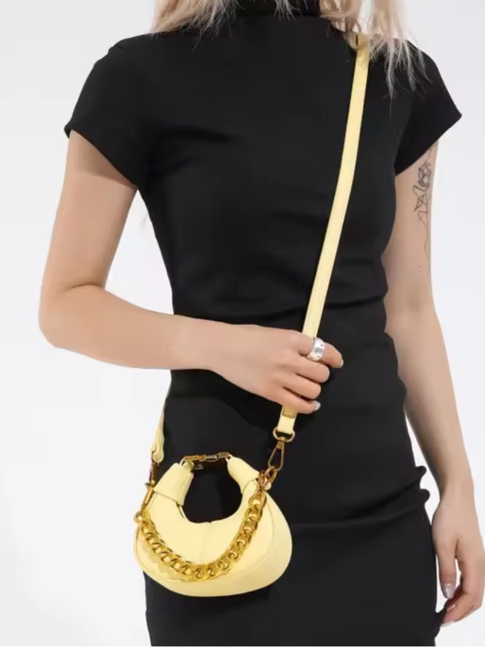 Kohl's Yellow Mini Crossbody with Gold Chain Accent